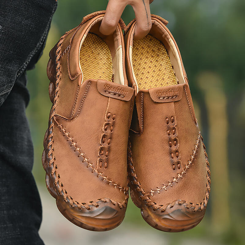 Herren leichte rutschfeste handgefertigte Schuhe orthopädische Lederschuhe