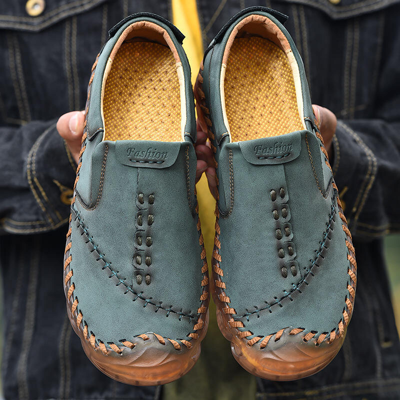 Herren leichte rutschfeste handgefertigte Schuhe orthopädische Lederschuhe