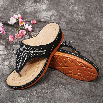 🔥BUY 2 FREE SHIPPING🔥Women Casual Orthopedic Sandals, Crystal Rome Fashion Clip Toe Slippers