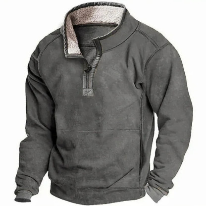 Men's Cashmere Casual Stand Collar Pocket Sweatshirt