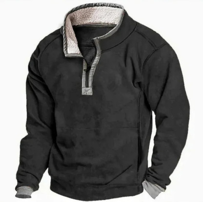 Men's Cashmere Casual Stand Collar Pocket Sweatshirt