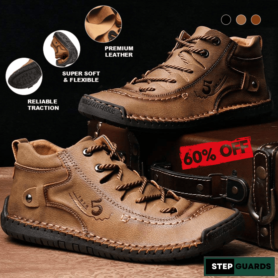 Roman High Shoes - Men Casual Leather Vintage Hand-stitching Ankle Boots