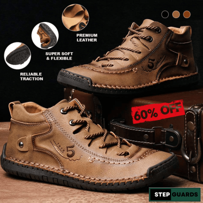 Roman High Shoes - Men Casual Leather Vintage Hand-stitching Ankle Boots