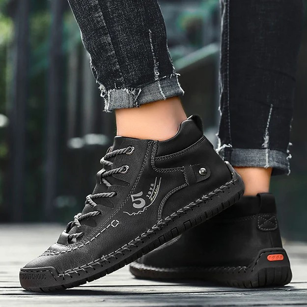 Roman High Shoes - Men Casual Leather Vintage Hand-stitching Ankle Boots