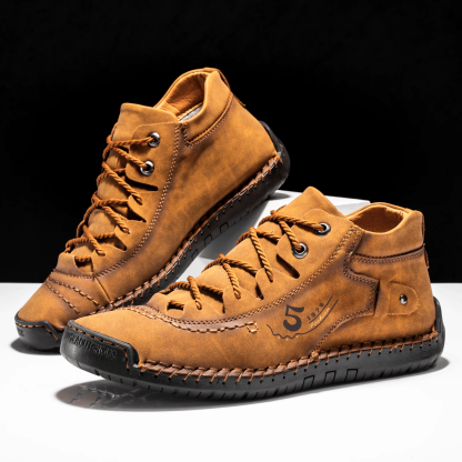 Roman High Shoes - Men Casual Leather Vintage Hand-stitching Ankle Boots
