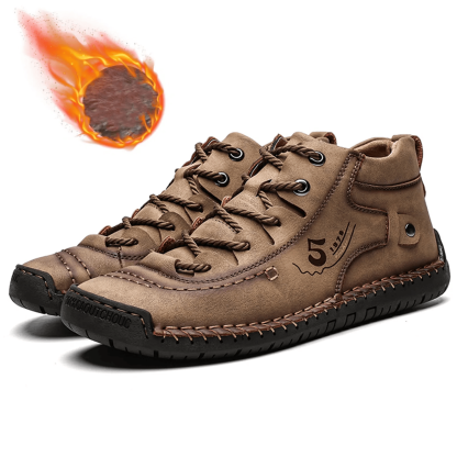 Roman High Shoes - Men Casual Leather Vintage Hand-stitching Ankle Boots