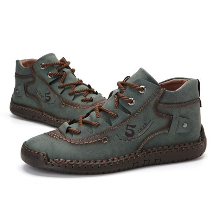 Roman High Shoes - Men Casual Leather Vintage Hand-stitching Ankle Boots