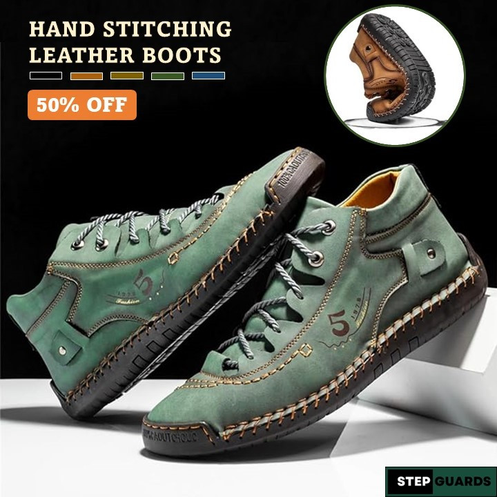 Roman High Shoes - Men Casual Leather Vintage Hand-stitching Ankle Boots