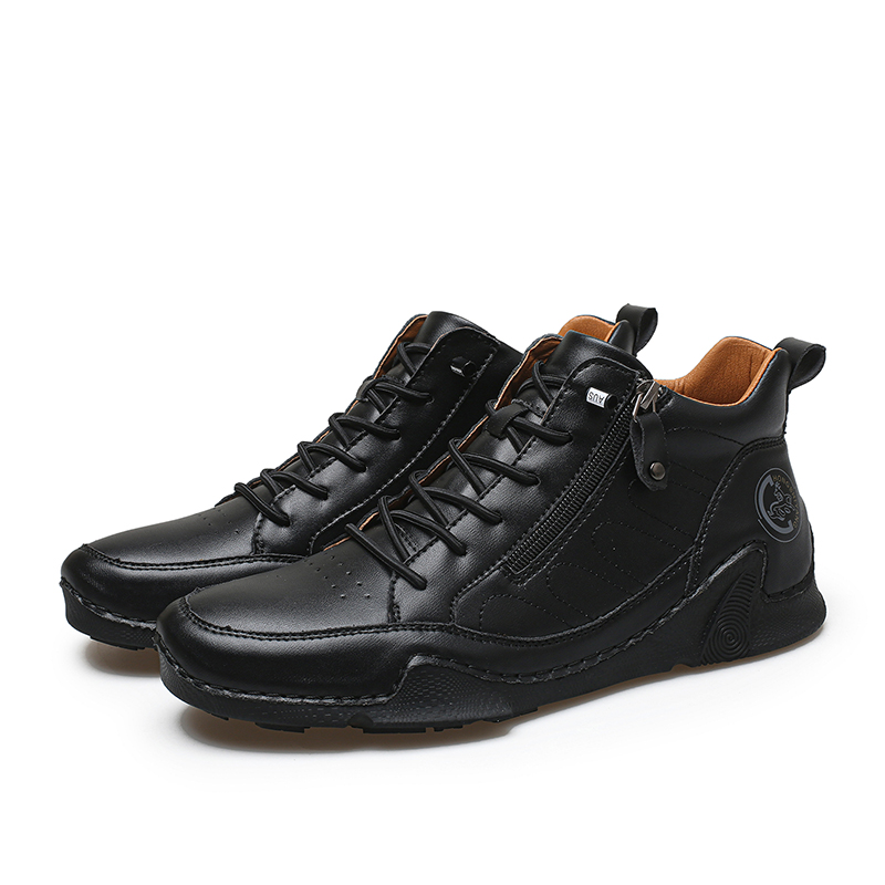 Men's Handmade Premium Leather Slip-On Driving Boots – Wide Toe, Arch Support, Waterproof, Non-Slip & Pressure-Relief Comfort