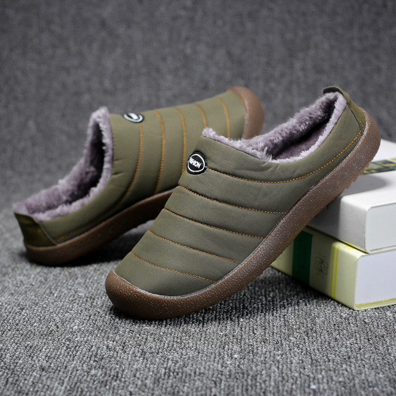 Men's Winter Water-resistant Fur-lined Flat Othopedic Slippers