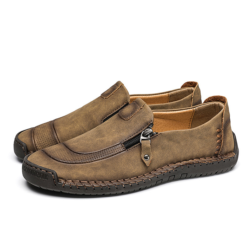 🔥Hot Sale🎉Mens Handmade Side Zipper Casual Comfy Leather Slip On Shoes