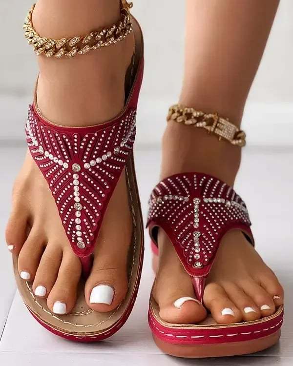 🔥BUY 2 FREE SHIPPING🔥Women Casual Orthopedic Sandals, Crystal Rome Fashion Clip Toe Slippers