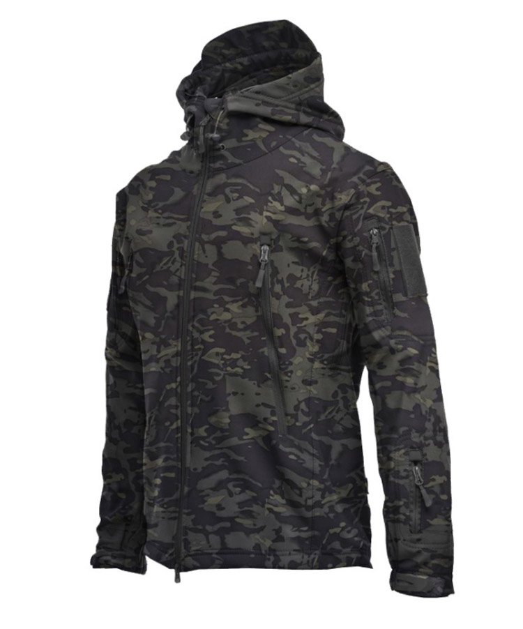 Taktische Fleecejacke für Herren, warme Winterjacke mit Kapuze