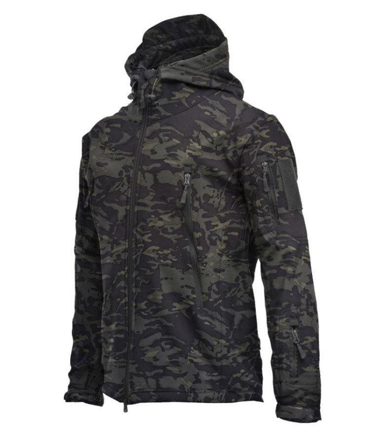 Taktische Fleecejacke für Herren, warme Winterjacke mit Kapuze