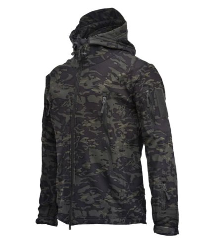 Taktische Fleecejacke für Herren, warme Winterjacke mit Kapuze