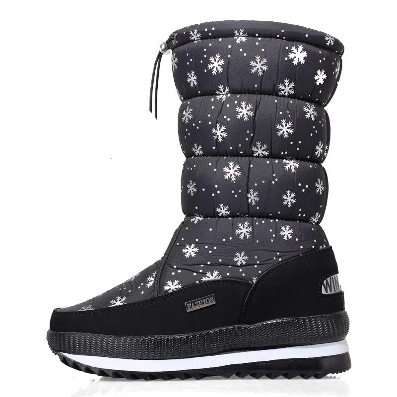 Ideales Geschenk - Hochwertiger, rutschfester und wasserdichter Schneestiefel aus Kunstfell für Damen