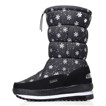 Ideales Geschenk - Hochwertiger, rutschfester und wasserdichter Schneestiefel aus Kunstfell für Damen