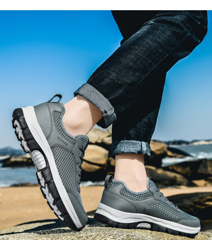 Rutschfeste Outdoor-Bergsteigen-Schuhe aus Leder und Mesh für Herren