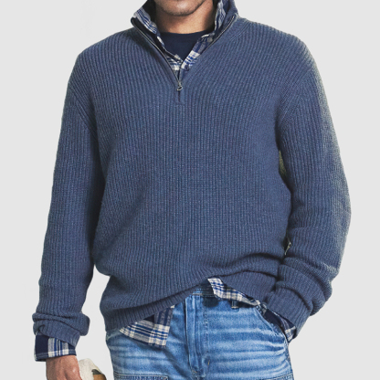 Herrenpullover aus Kaschmir mit Reißverschluss und Business-Casual-Muster