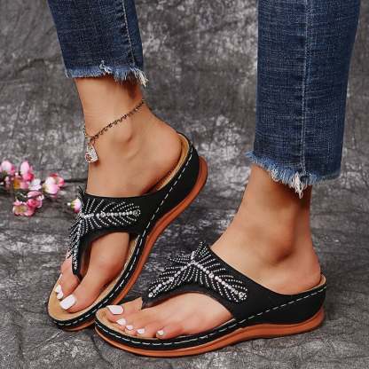 🔥BUY 2 FREE SHIPPING🔥Women Casual Orthopedic Sandals, Crystal Rome Fashion Clip Toe Slippers