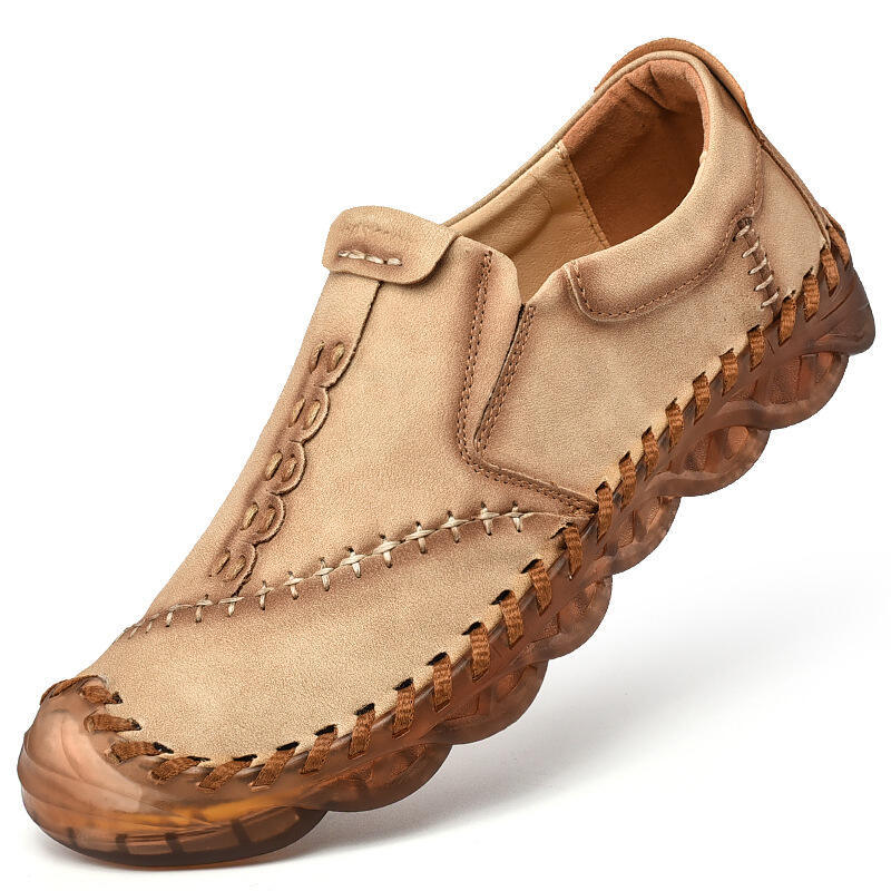 Herren leichte rutschfeste handgefertigte Schuhe orthopädische Lederschuhe