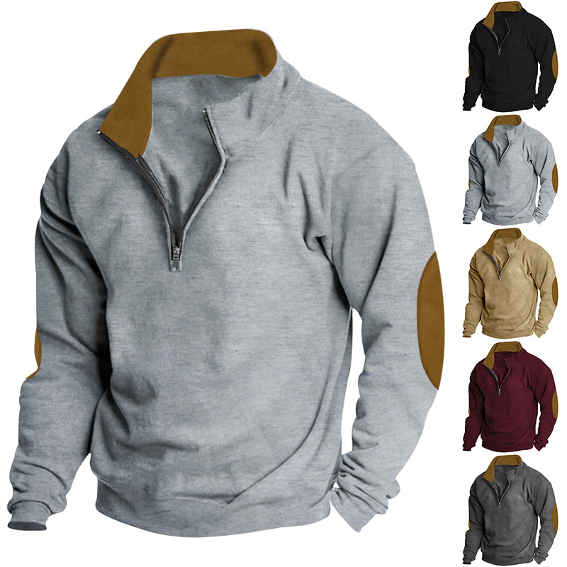 Men's Outdoor Casual Stand Cashmere Button Long Sleeve Sweater