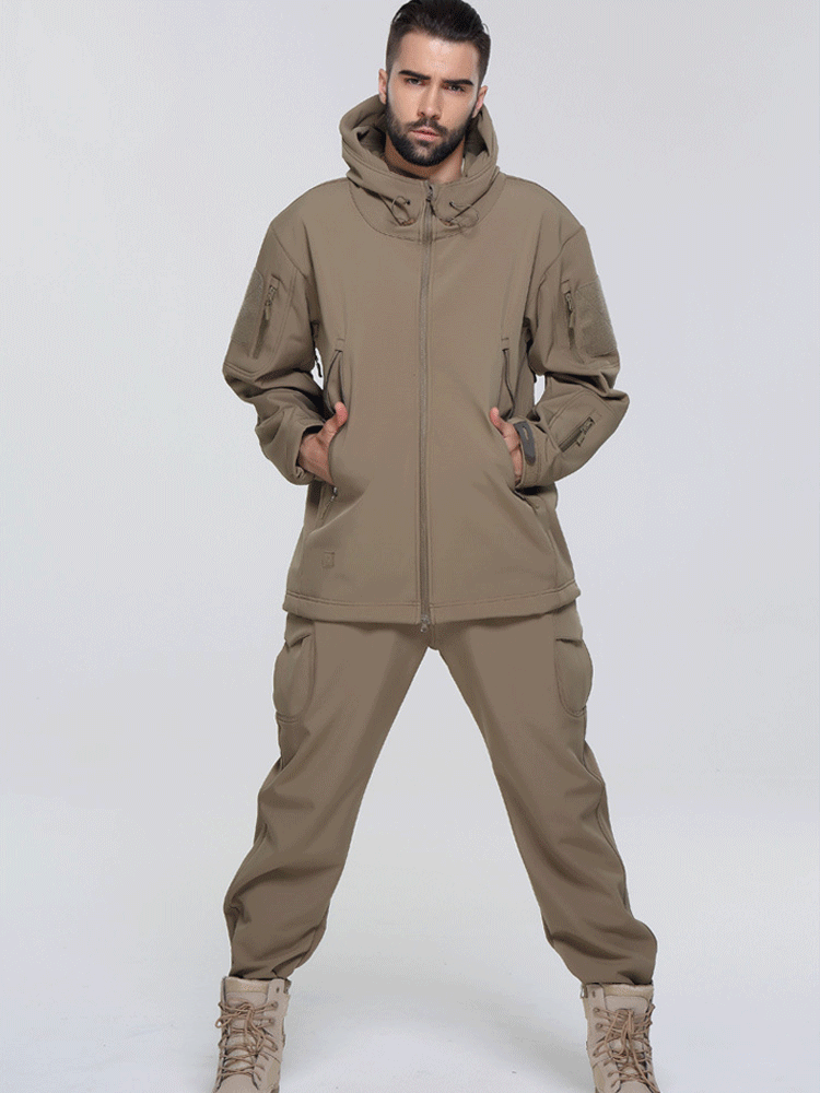 Taktische Fleecejacke für Herren, warme Winterjacke mit Kapuze