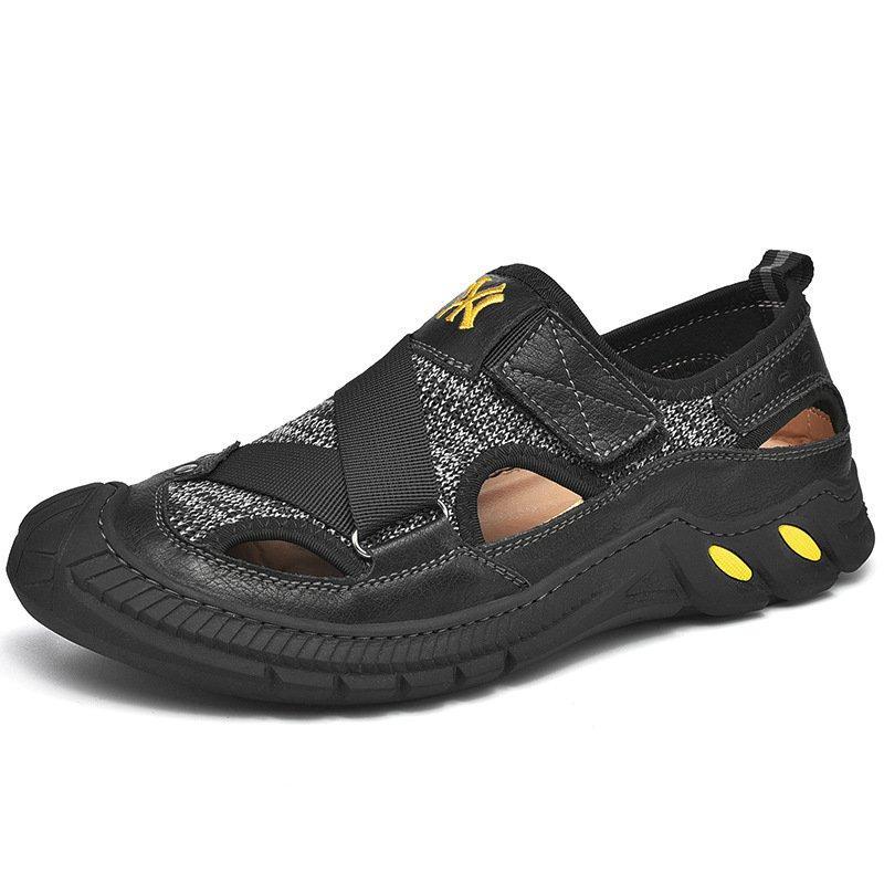 Herren Sommer-Wanderschuhe mit flachem Absatz und lässigem Rindsleder