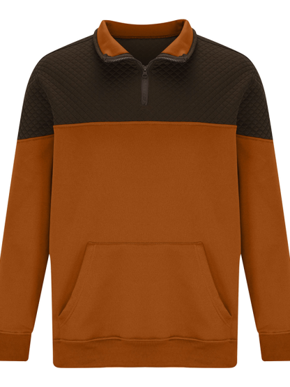 Men's Fashionable Color Block Half Zip Outdoor Casual Sweatshirt
