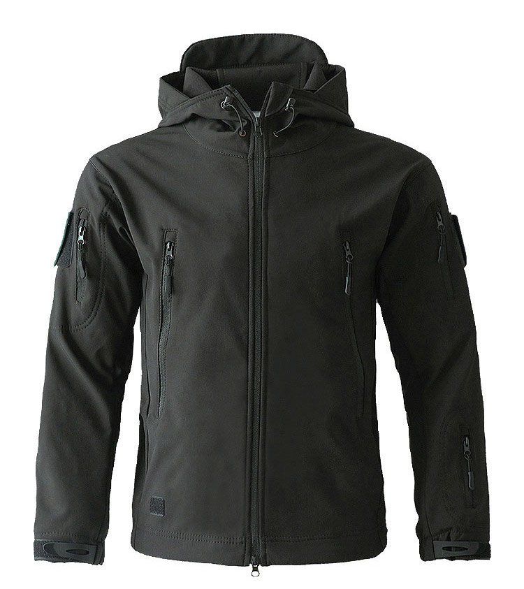 Taktische Fleecejacke für Herren, warme Winterjacke mit Kapuze