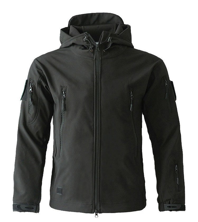 Taktische Fleecejacke für Herren, warme Winterjacke mit Kapuze