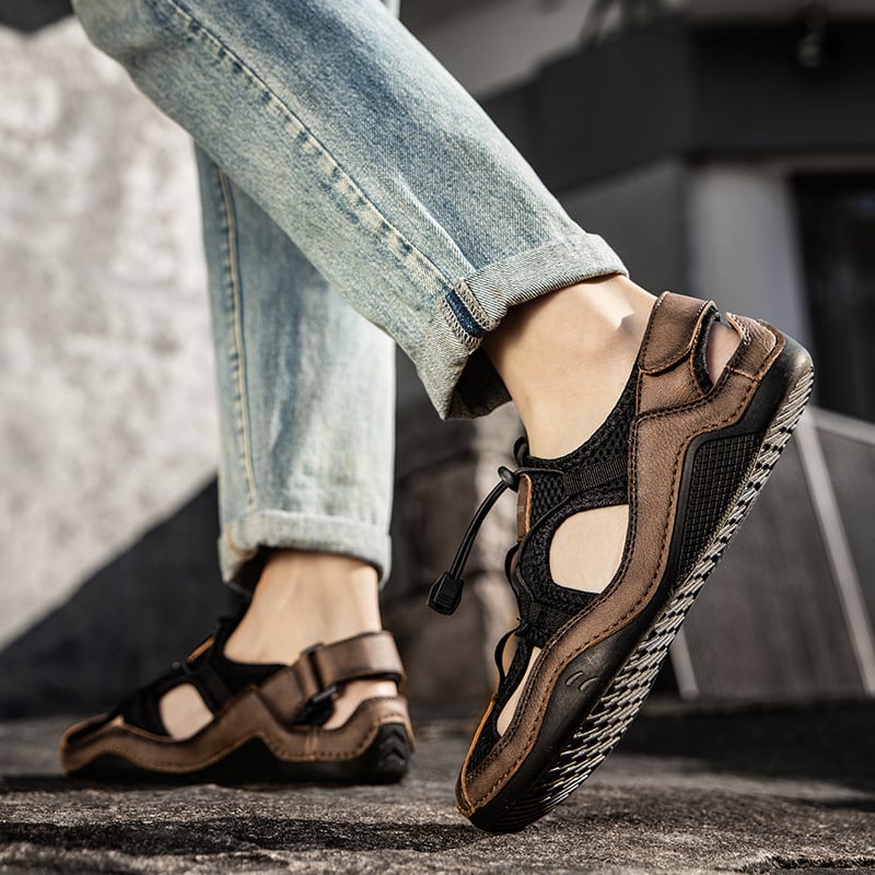 Men's Genuine Leather Non-slip Sandals - Perfect for Outdoor Walking and Hiking