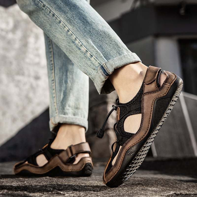 Men's Genuine Leather Non-slip Sandals - Perfect for Outdoor Walking and Hiking