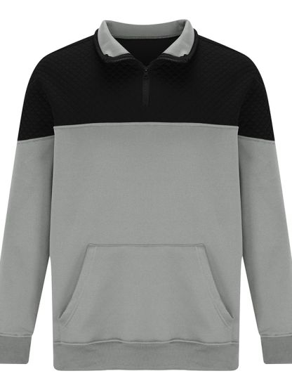 Men's Fashionable Color Block Half Zip Outdoor Casual Sweatshirt