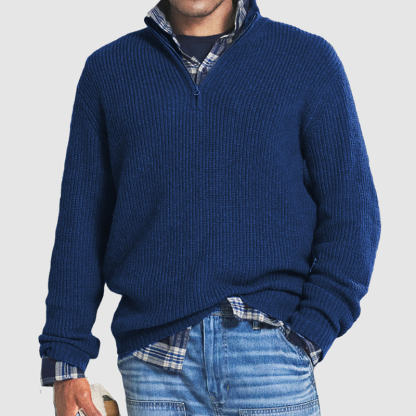 Herrenpullover aus Kaschmir mit Reißverschluss und Business-Casual-Muster