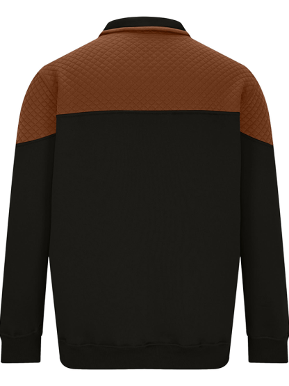 Men's Fashionable Color Block Half Zip Outdoor Casual Sweatshirt