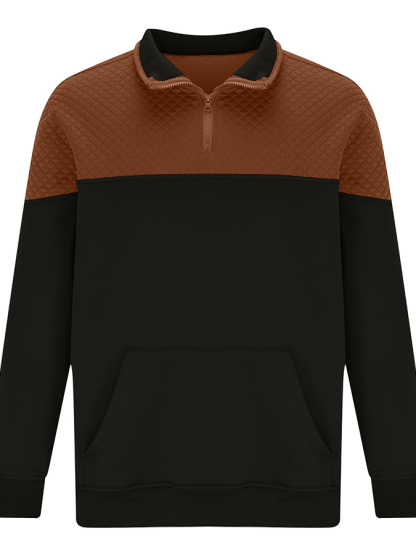 Men's Fashionable Color Block Half Zip Outdoor Casual Sweatshirt