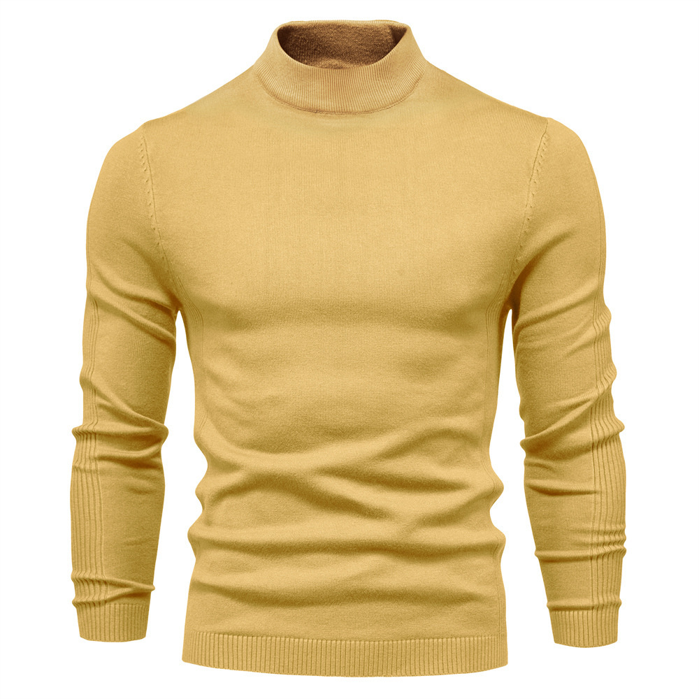 Men's Turtleneck / Mid Collar / Crew Neck Basic Cashmere Base Bottoming Sweater