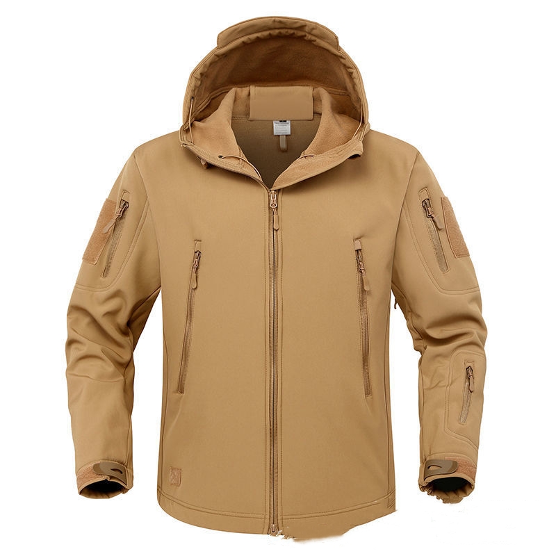 Taktische Fleecejacke für Herren, warme Winterjacke mit Kapuze