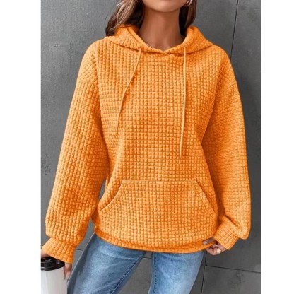 Solid color crew neck long sleeve hoodie
