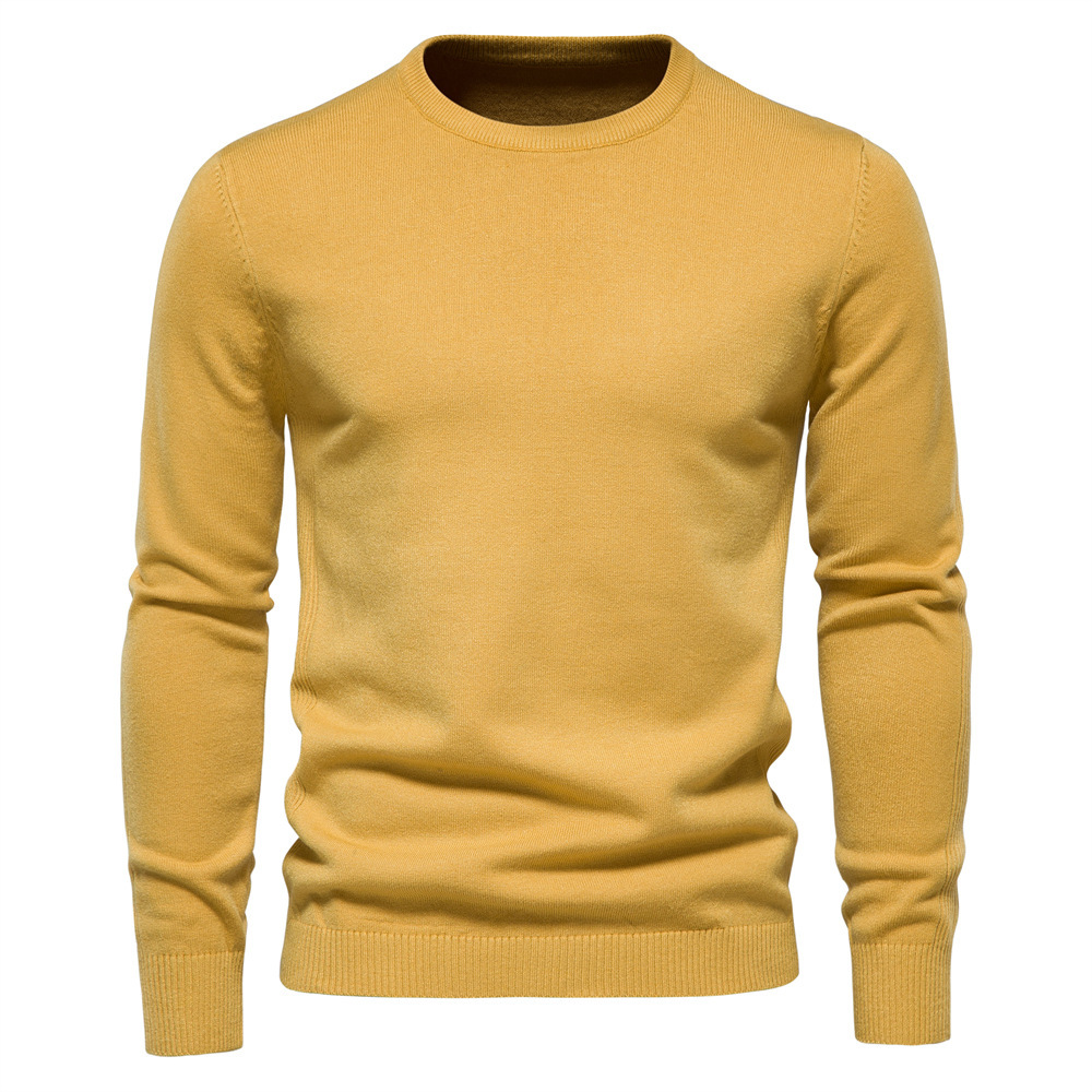 Men's Turtleneck / Mid Collar / Crew Neck Basic Cashmere Base Bottoming Sweater