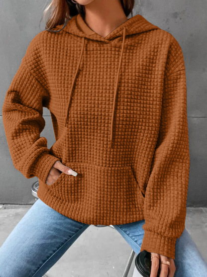 Solid color crew neck long sleeve hoodie