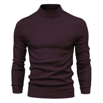 Men's Turtleneck / Mid Collar / Crew Neck Basic Cashmere Base Bottoming Sweater