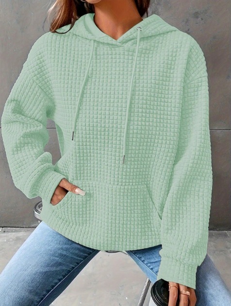 Solid Color Crew Neck Long Sleeve Hoodie