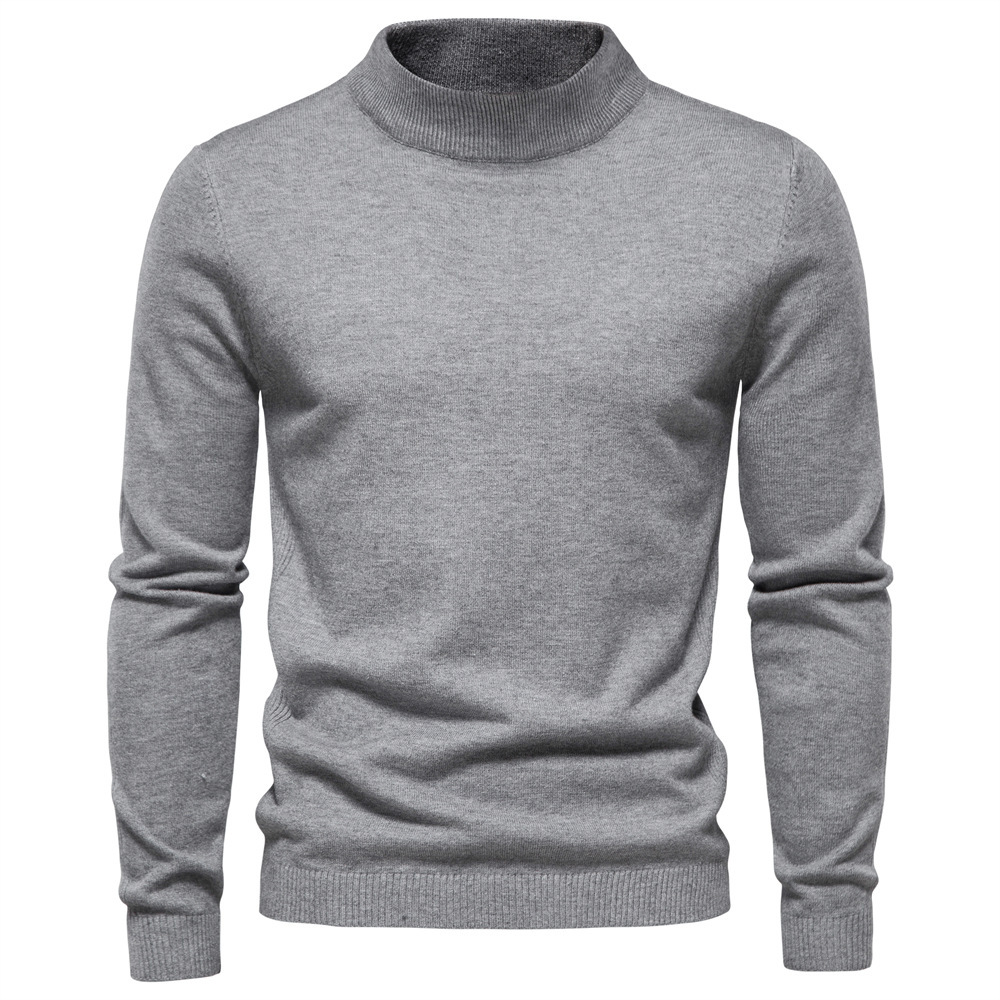Men's Turtleneck / Mid Collar / Crew Neck Basic Cashmere Base Bottoming Sweater