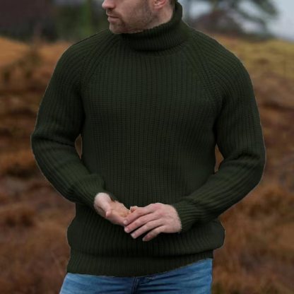 Men's Retro Western Style Knitted Sweater Turtleneck Pullover Off-white