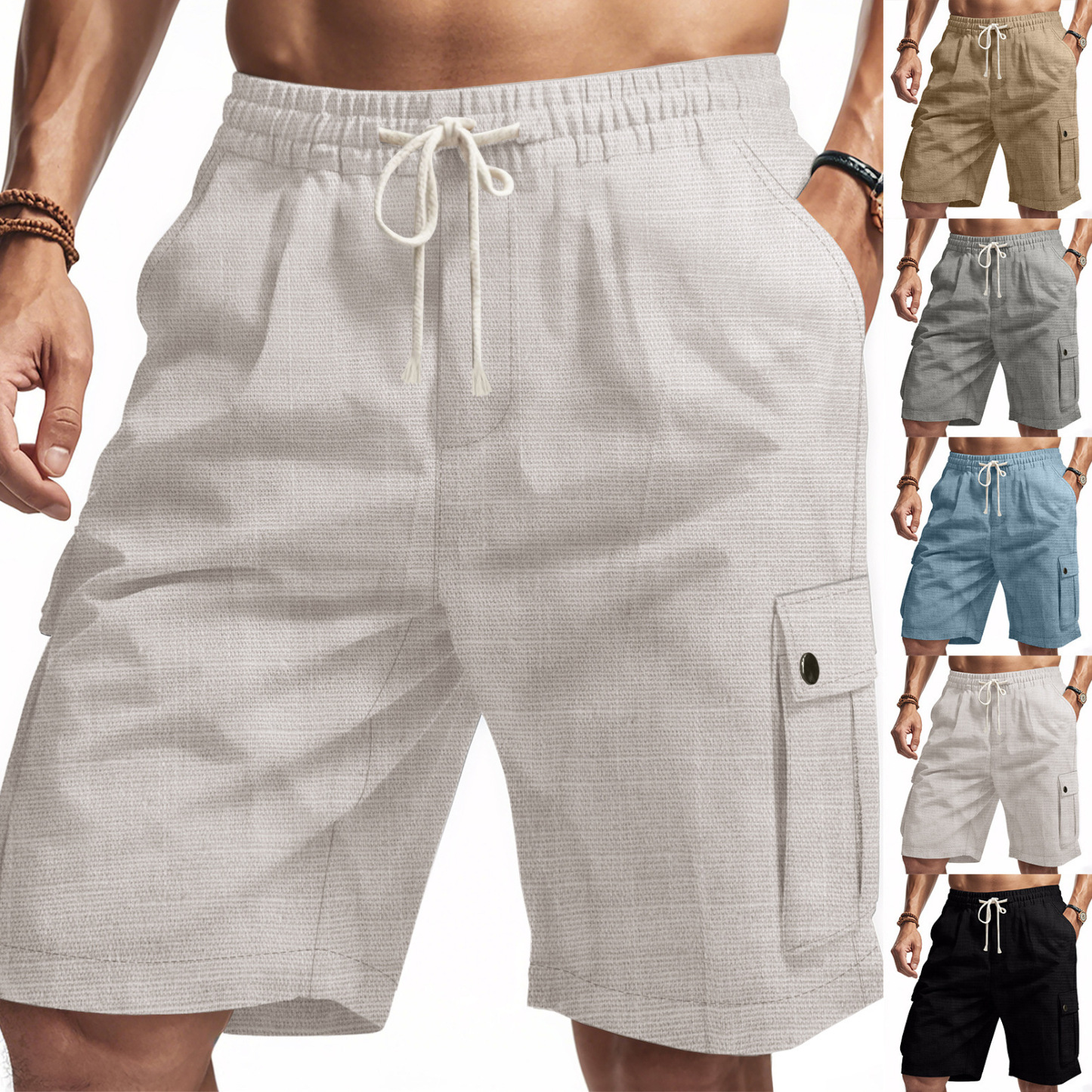 🔥 CLEARANCE SALE 🔥 Men's woolen linen pocket beach shorts