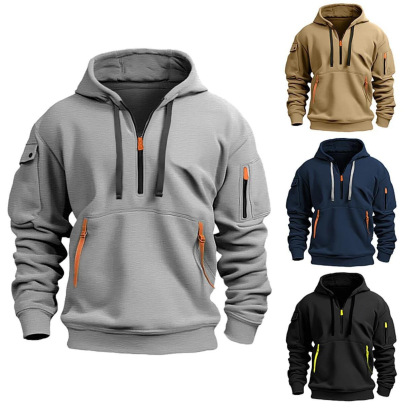 Lässiges Sport-Sweatshirt für Herren mit Reißverschluss und mehreren Taschen