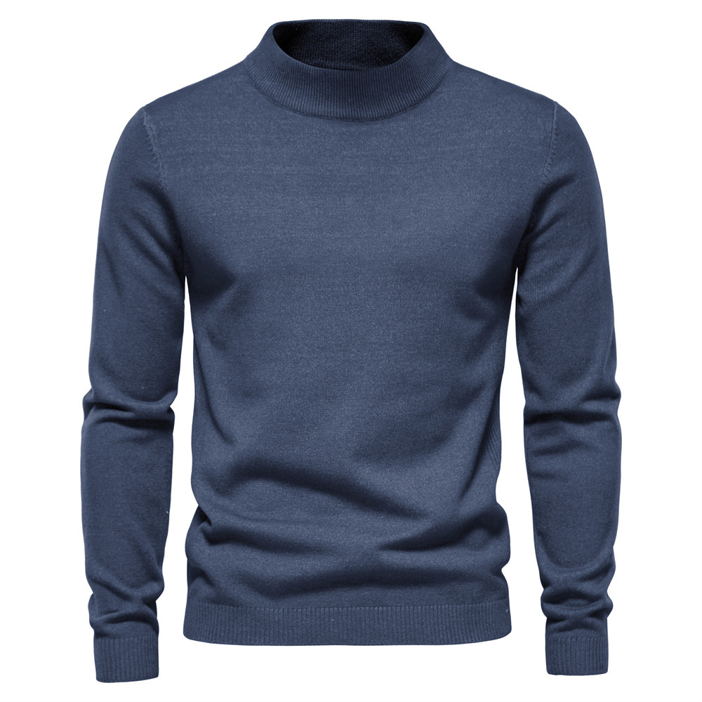 Men's Turtleneck / Mid Collar / Crew Neck Basic Cashmere Base Bottoming Sweater