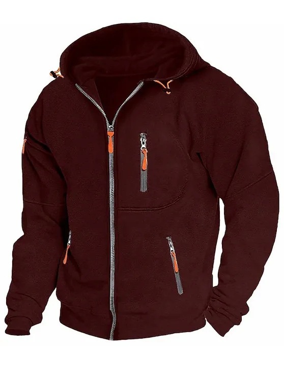 Men's Zip Up Vacation Streetwear Fleece  Hoodie Jacket